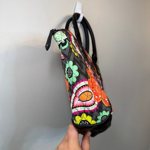 Vintage Vera Bradley Ziggy Zinnia Floral Print Leather Handle Shoulder Bag Purse - Picture 2 of 9